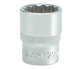 SOCKET 22MM 1/2" 12PT CV  REGULAR (YT-1284)