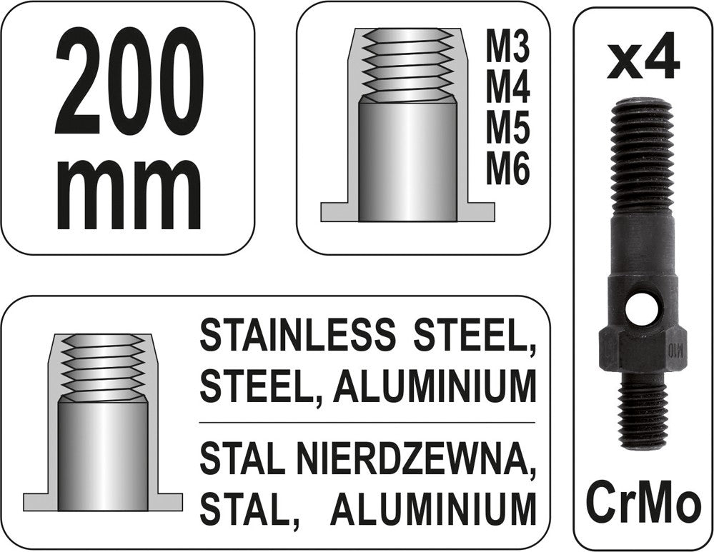 HAND RIVETER NUT M3-M6 (YT-36140)