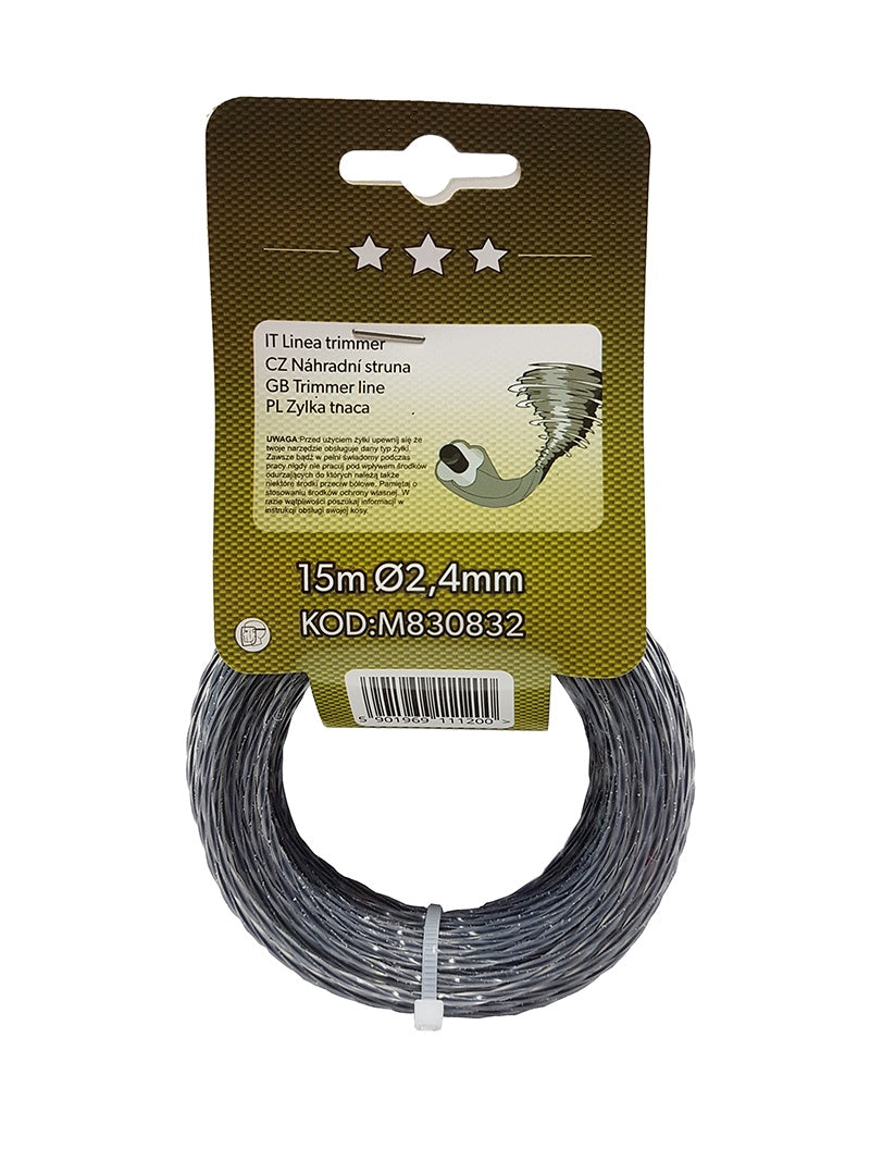 TRIMMER LINE FOR GRASS | BRAIDED / REINFORCED / TWISTED | 2.4 MM X 15 M (M830832)