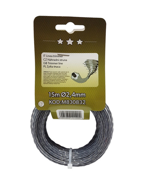 TRIMMER LINE FOR GRASS | BRAIDED / REINFORCED / TWISTED | 2.4 MM X 15 M (M830832)