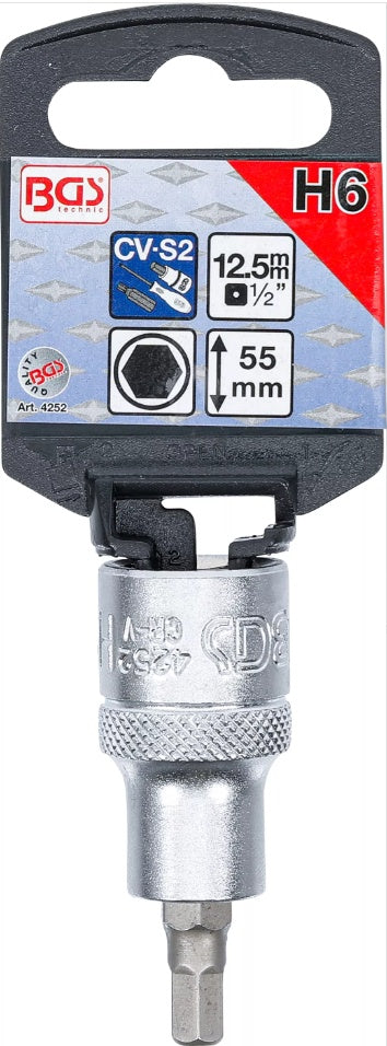 BIT SOCKET | 12.5 MM (1/2") | INTERNAL HEXAGON 6 MM (4252)
