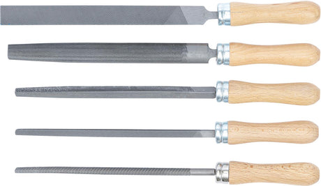 FILE SET | WOODEN HANDLE | 200 MM | 5 PCS. (50208)