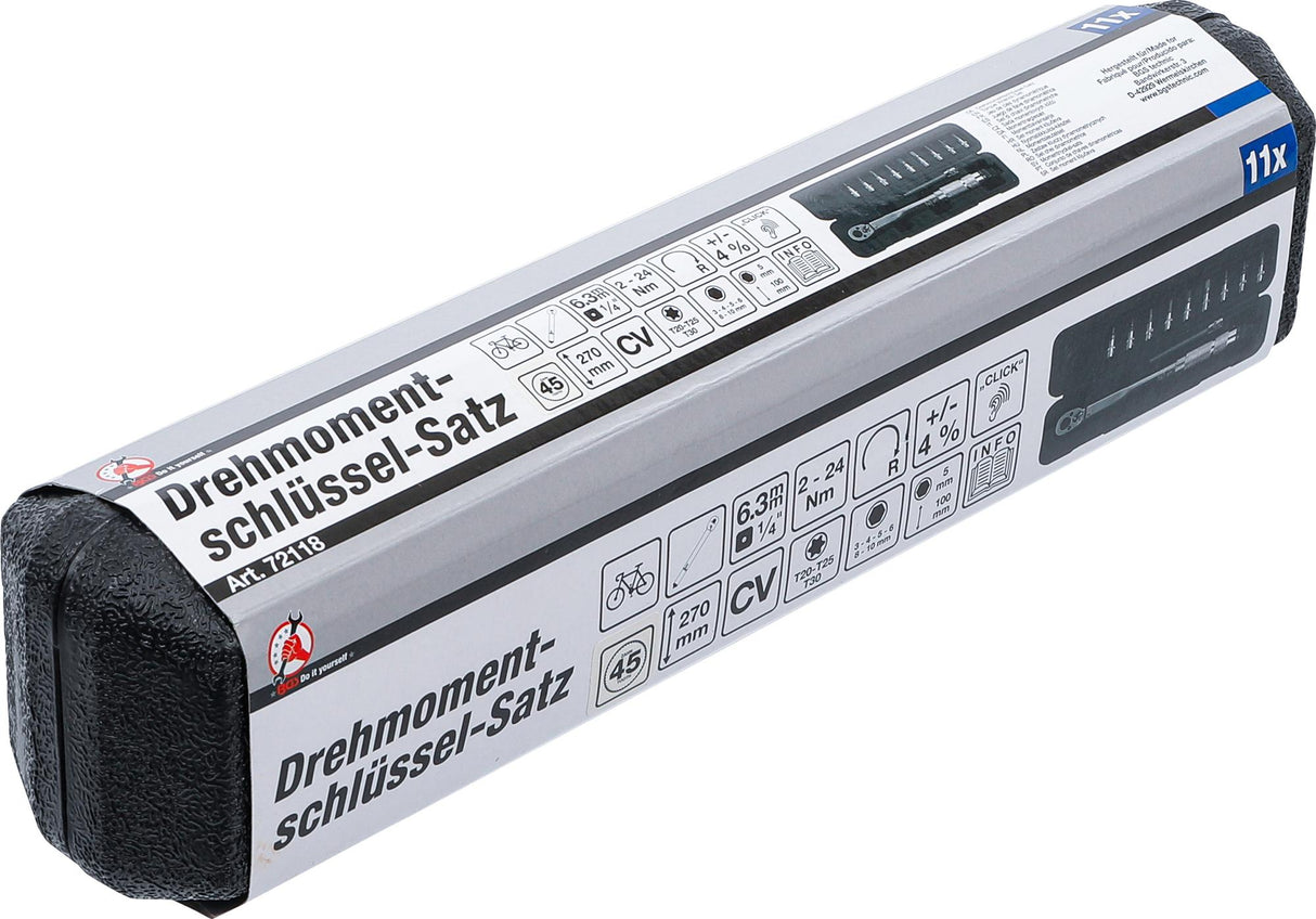 TORQUE WRENCH SET | 6.3 MM (1/4") | 2 - 24 NM | 11 PCS. (72118)