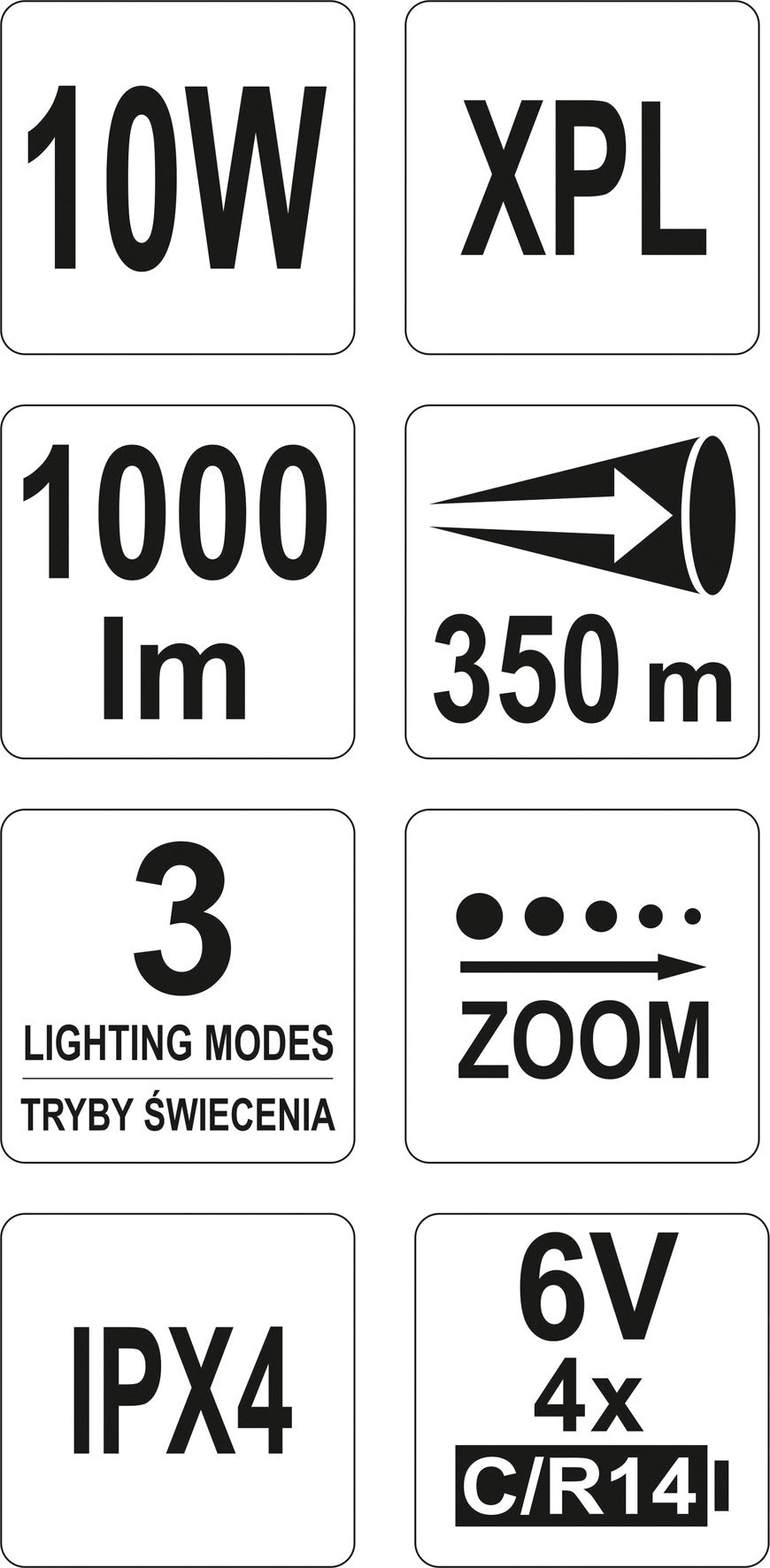 FLASHLIGHT 10W, 254X46MM (YT-08567)