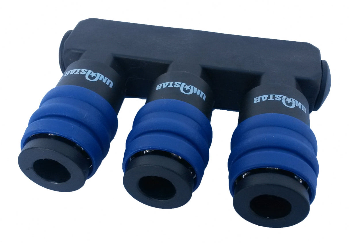 AIR DISTRIBUTOR WITH 3 SOCKETS STRAIGHT 1/4" (TSC-3)