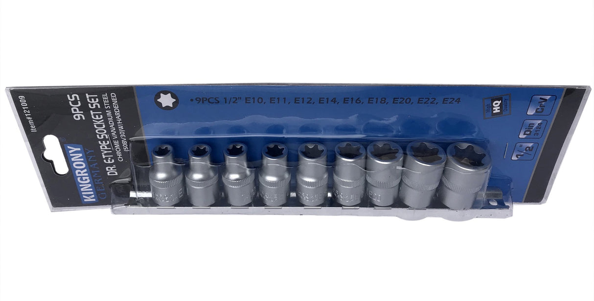 E-TYPE SOCKET SET | 12.5 MM (1/2") | E10 - E24 | 9 PCS. (KR121009)