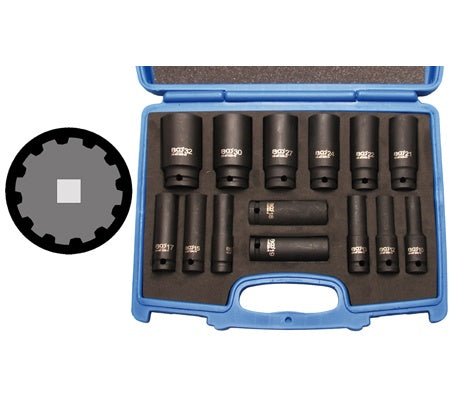 IMPACT SOCKET SET GEAR LOCK | 12.5 MM (1/2") DRIVE | 10 - 32 MM | 14 PCS. (5209)