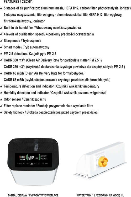 AIR PURIFIER | POWER 55W | 330 M3 / H (66934)