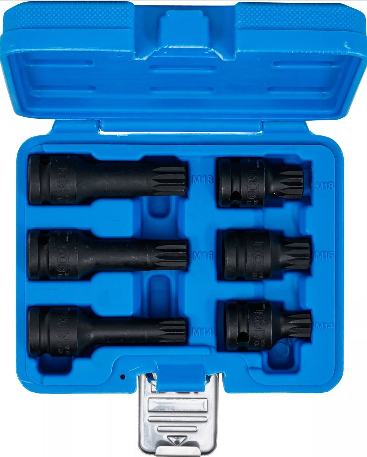IMPACT BIT SOCKET SET | 12.5 MM (1/2") DRIVE | SPLINE (FOR XZN) M14 - M18 | 6 PCS. (5380)