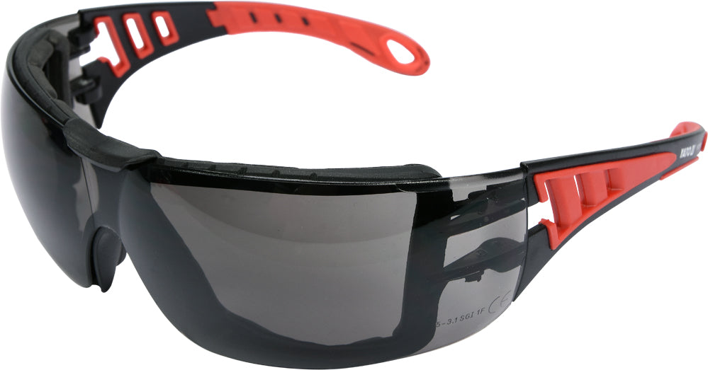 SAFETY GLASSES W/ GREY LENSES AND STRAP (YT-73701)