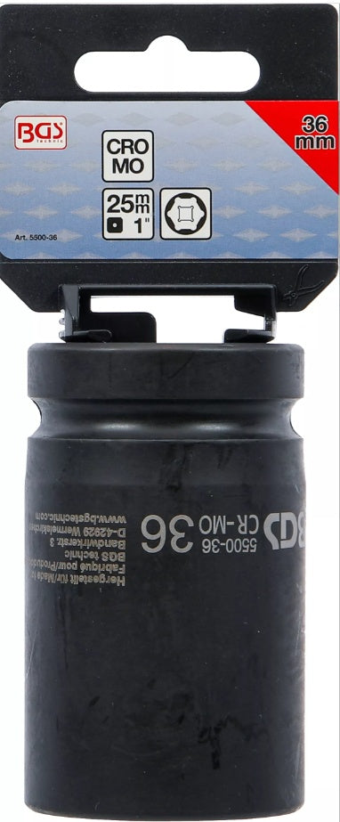 IMPACT SOCKET HEXAGON, DEEP | 25 MM (1") DRIVE | 36 MM (5500-36)
