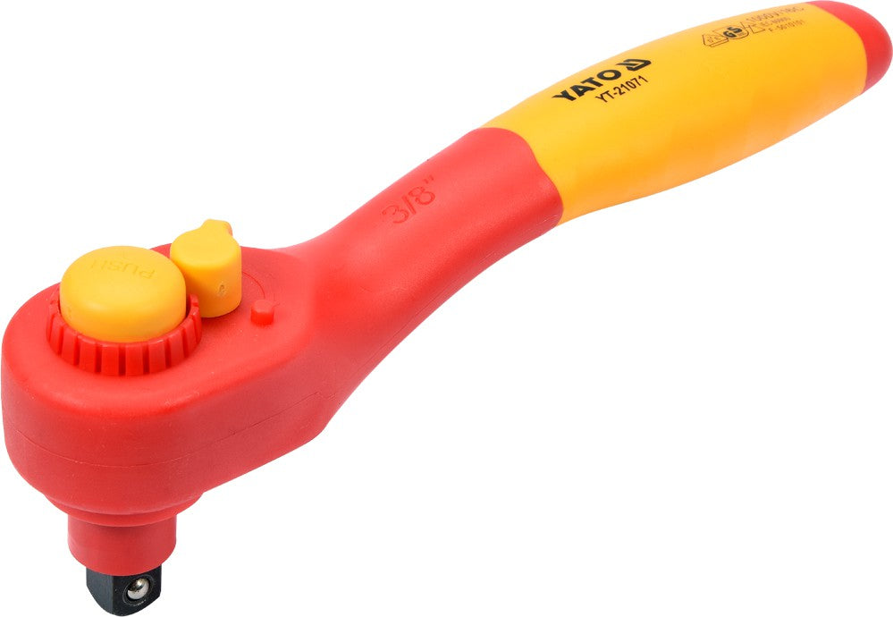 INSULATED RATCHET FOR ELECTRICIAN VDE, 200 MM 3/8" (YT-21071)