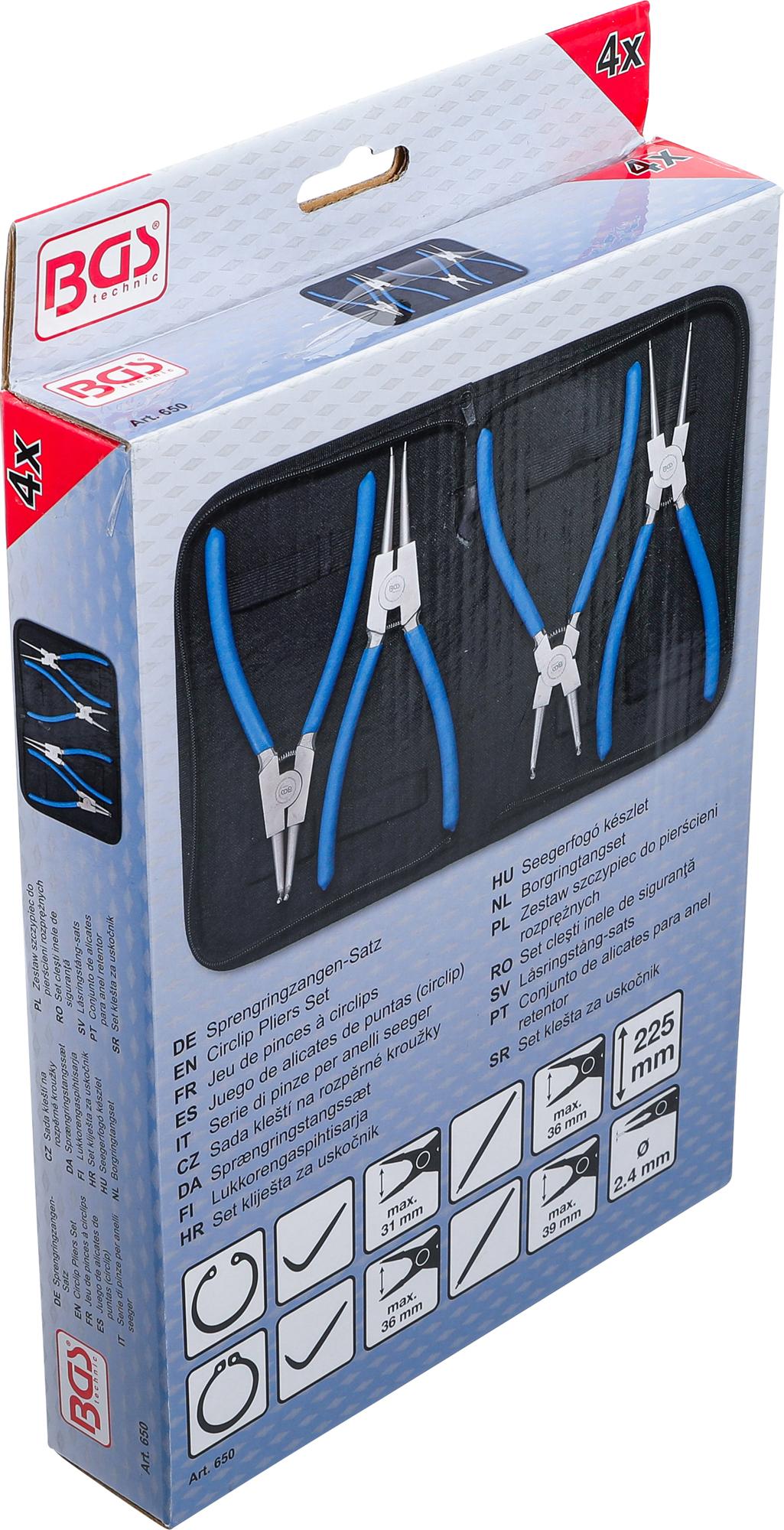 CIRCLIP PLIERS SET | 225 MM | 4 PCS. (650)