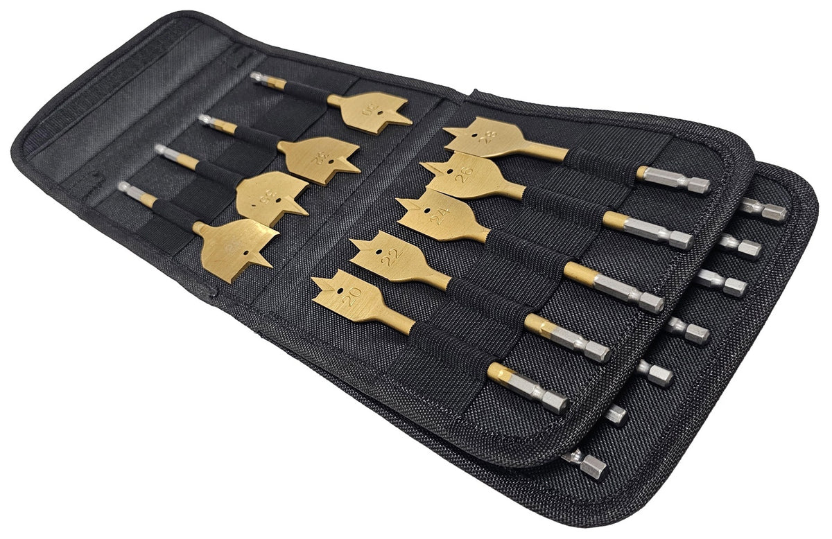 FLAT WOOD DRILL BIT SET | 6-38 MM (HEX) | TITANIUM COATED | 16 PCS. (SK1634)