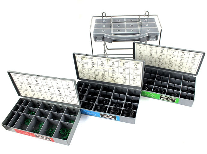 ASSORTED RUBBER GASKET-SEAL SET WITH STAND (METRIC, INCH, GREEN) | 900 PCS. (8045-900)