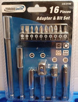 ADAPTER AND BIT SET 1/4" (6.3 MM) TO BITS AND SOCKETS 1/4" - 3/8" - 1/2" | 16 PCS. (SB16)