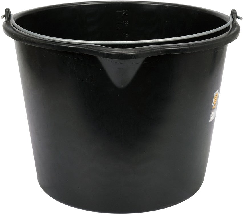 CONSTRUCTION BUCKET BLACK | WITH SPOUT | 20L (06382)