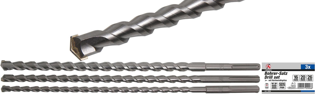 SDS DRILL BIT SET | SDS MAX SHAFT | 16 / 20 / 26 MM | 3 PCS. (2006)