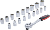 SOCKET SET WITH RATCHET | 12.5 MM (1/2") | 8-32 MM | 19 PCS. (B15110)