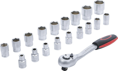 SOCKET SET WITH RATCHET | 12.5 MM (1/2") | 8-32 MM | 19 PCS. (B15110)