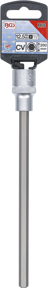 BIT SOCKET | LENGTH 200 MM | 12.5 MM (1/2") DRIVE | INTERNAL HEXAGON 8 MM (4278)