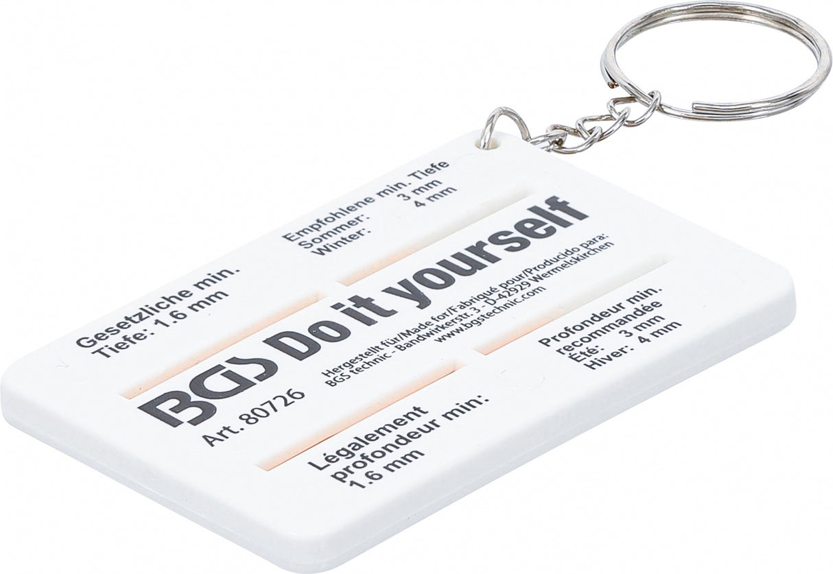 TYRE TREAD DEPTH GAUGE | WITH KEYCHAIN | 0 - 20 MM (80726)