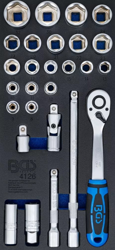 TOOL TRAY 1/3: SOCKET SET | 12.5 MM (1/2") | 27 PCS. (4126)