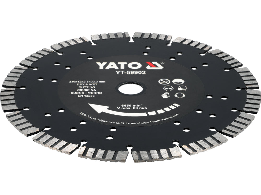 DIAMOND BLADE FOR CUTTING REINFORCED CONCRETE 230X12X22.23MM (YT-59902)