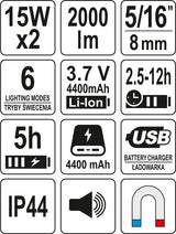PORTABLE FLOODLIGHT,SPEAKER 2X15W 2000LM (YT-81808)