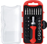 BIT / SOCKET SET | WITH RATCHET SPINNER HANDLE FOR BITS, REVERSIBLE | 30 PCS. (20130)