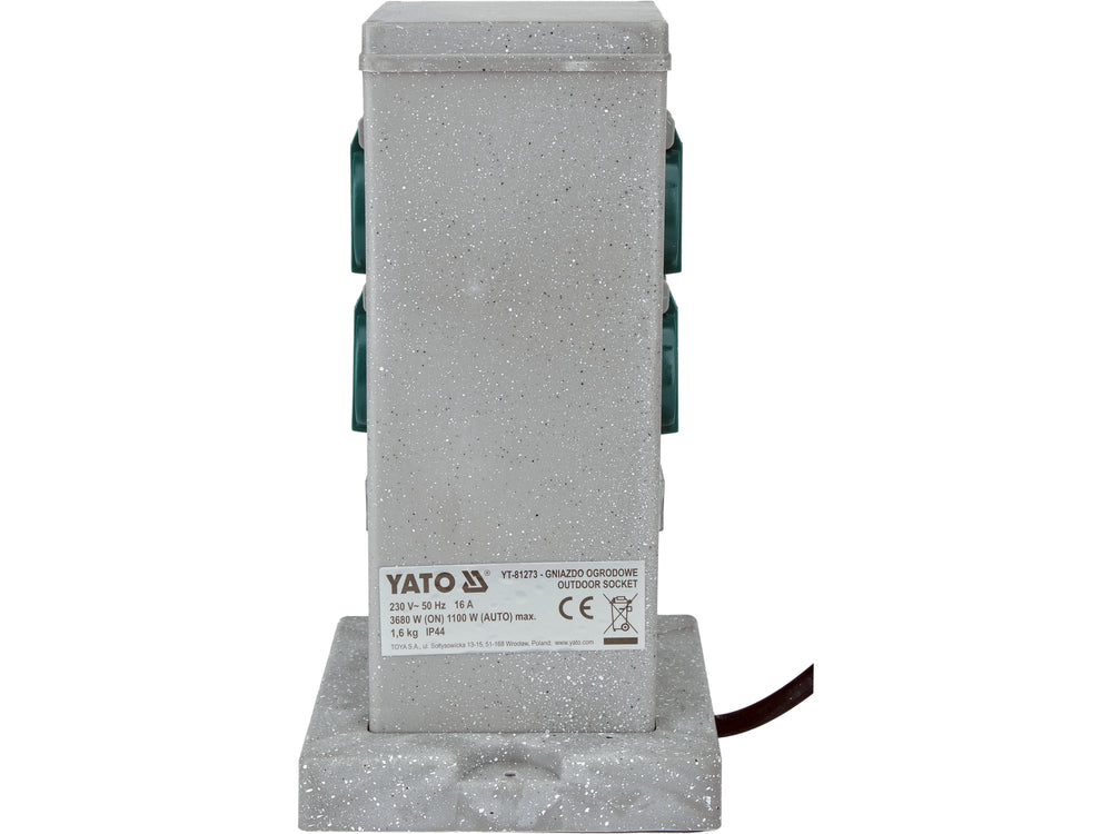 OUTDOOR SOCKET IN IMITATION STONE BOX | IP44 | 4 X 230V (YT-81273)