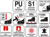MIDDLE-CUT SAFETY SHOES S1 S.39 "TRAT" (YT-80733)