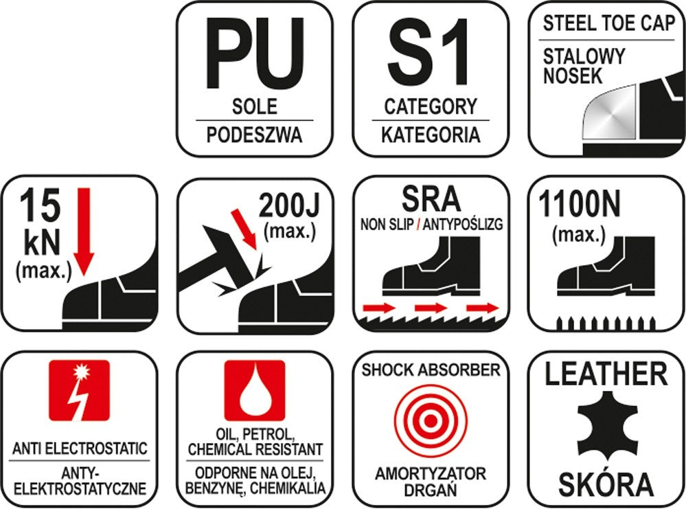 MIDDLE-CUT SAFETY SHOES S1 S.42 "TRAT" (YT-80736)