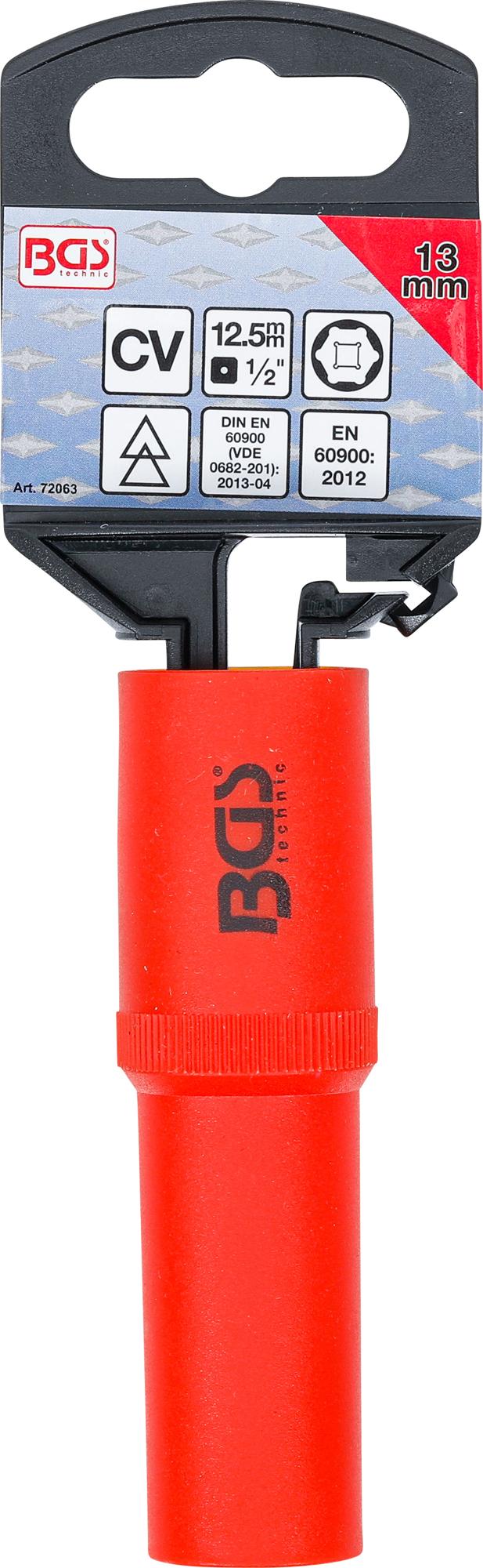 VDE SOCKET, HEXAGON | 12.5 MM (1/2") DRIVE | 13 MM (72063)