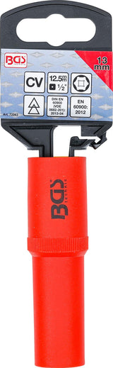 VDE SOCKET, HEXAGON | 12.5 MM (1/2") DRIVE | 13 MM (72063)