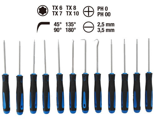 PRECISION SCREWDRIVER AND HOOK SET CR-V, 12 PCS. (SK8833)