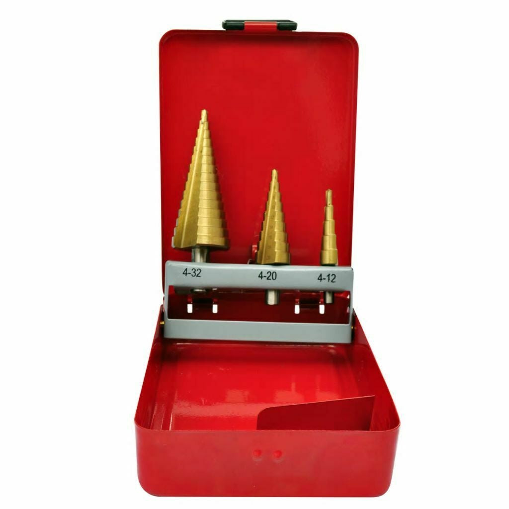 STEP DRILL BITS FOR HOLE ENLARGEMENT | METAL BOX | 4-32 MM | 3 PCS. (SK1631)