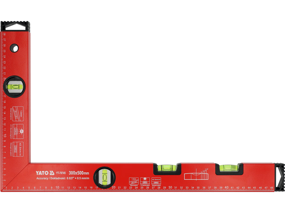 RECTANGULAR SPIRIT LEVEL/SQUARE ALUMINUM 500 X 300 MM (YT-70745)