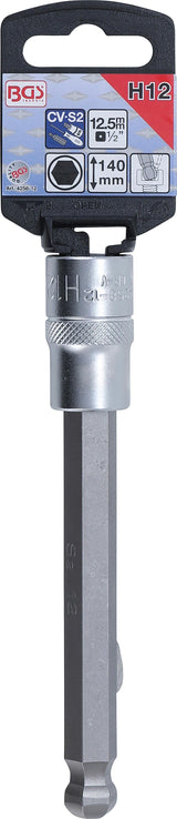 BIT SOCKET | LENGTH 140 MM | 12.5 MM (1/2") DRIVE | INTERNAL HEXAGON WITH BALL HEAD 12 MM (4258-12)