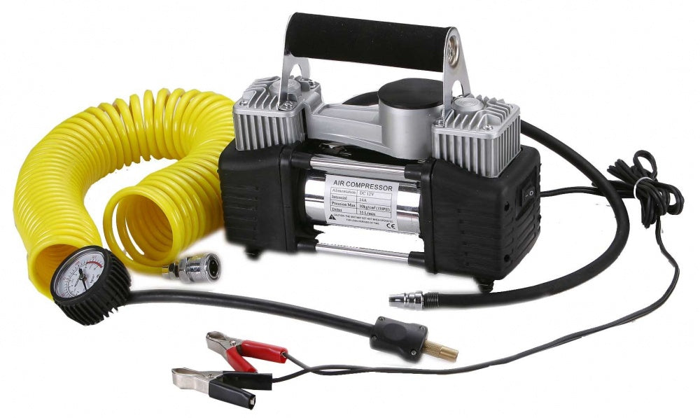 AIR COMPRESSOR 2X30 MM CYLINDERS, PU HOSE 12V (BST1023A)