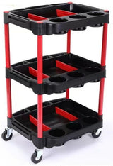WORKSHOP TROLLEY | 3-LEVEL COMPOSITE WITH PARTS STORAGE | + 2 PERFORATIONS WITH 8 HOOKS (WT3P)