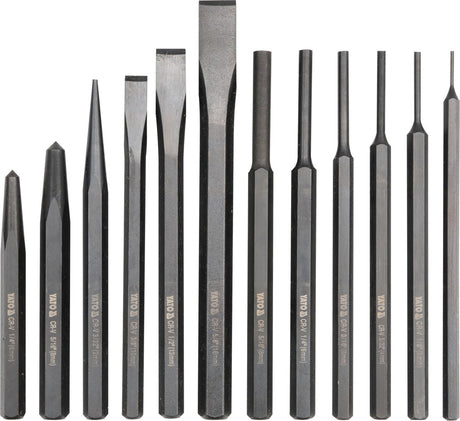 12PCS -COLD CHISELS, PIN & SOLID PUNCHES (YT-4714)
