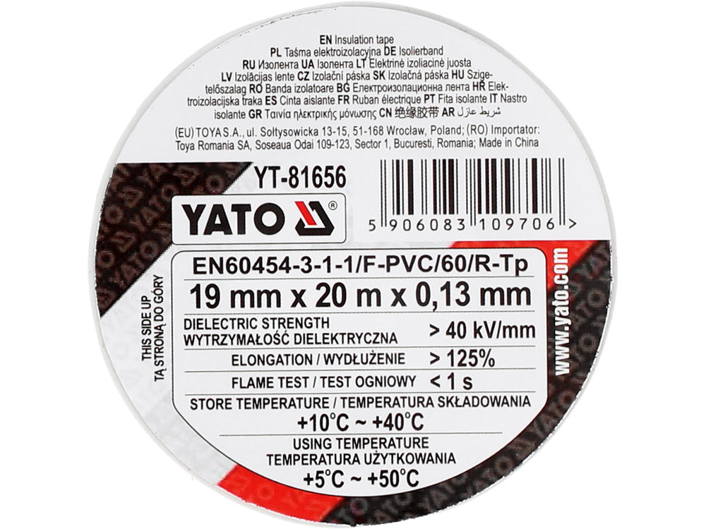 INSULATION TAPE 19MMX20MX0.13MM WHITE (YT-81656)