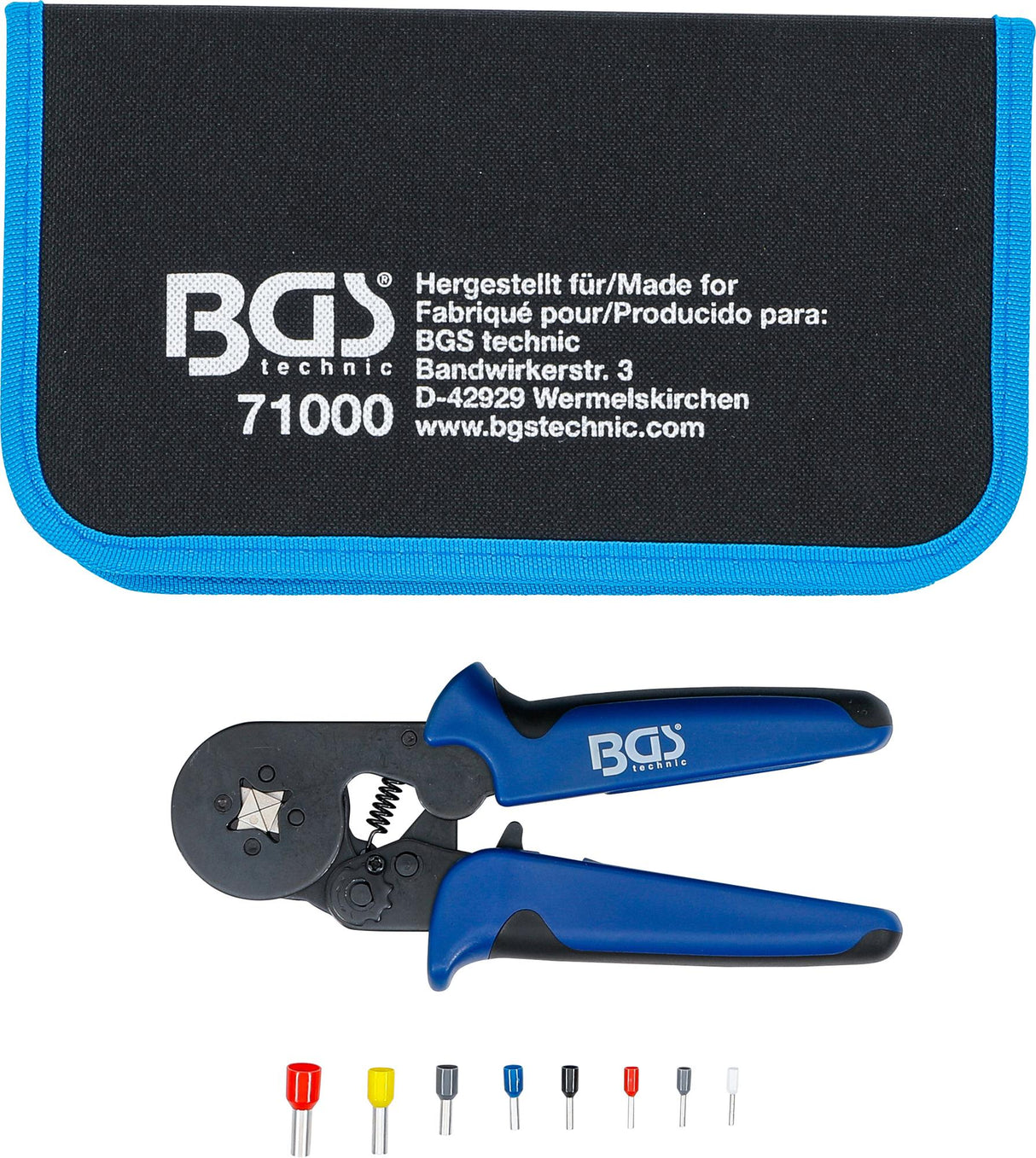 CRIMPING PLIERS FOR CABLE END SLEEVES 0.25 - 10 MM² | WITH CABLE TERMINAL ASSORTMENT 0.5 - 10 MM² (71000B)
