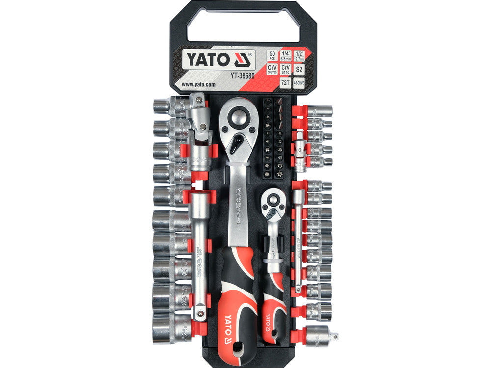 51 PCS DRIVE SOCKET SET 1/4" 1/2" (YT-38680)