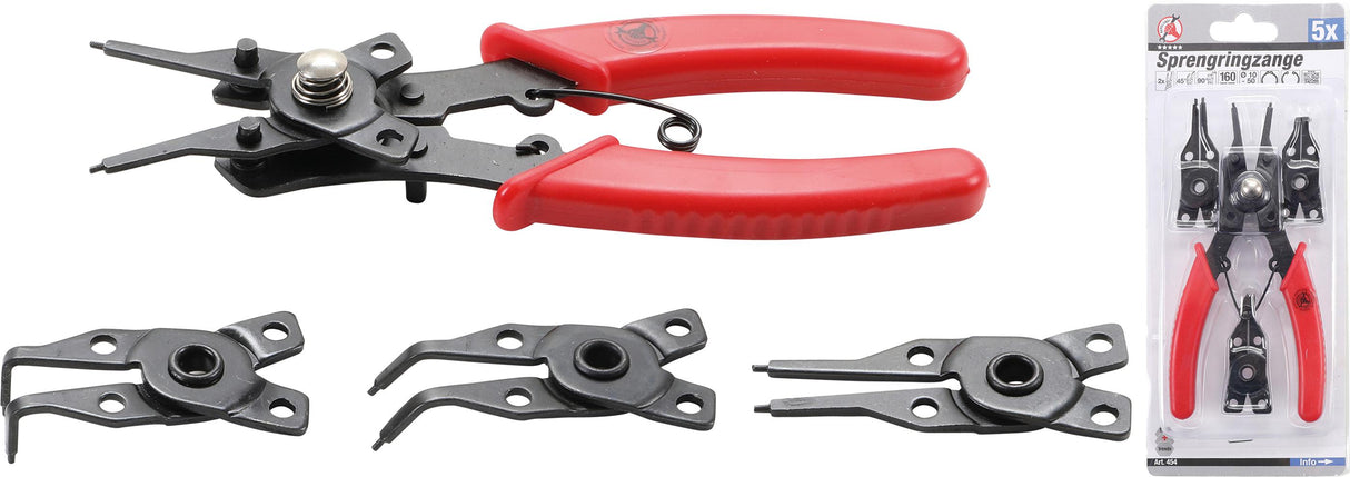 CIRCLIP PLIERS WITH EXCHANGEABLE HEADS | 160 MM | 5 PCS. (454)