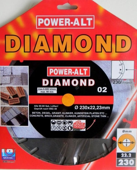 DIAMOND CUTTING DISC 230 MM X1.8X2.6X7.0, SEGMENT/TURBO (PAST0230)