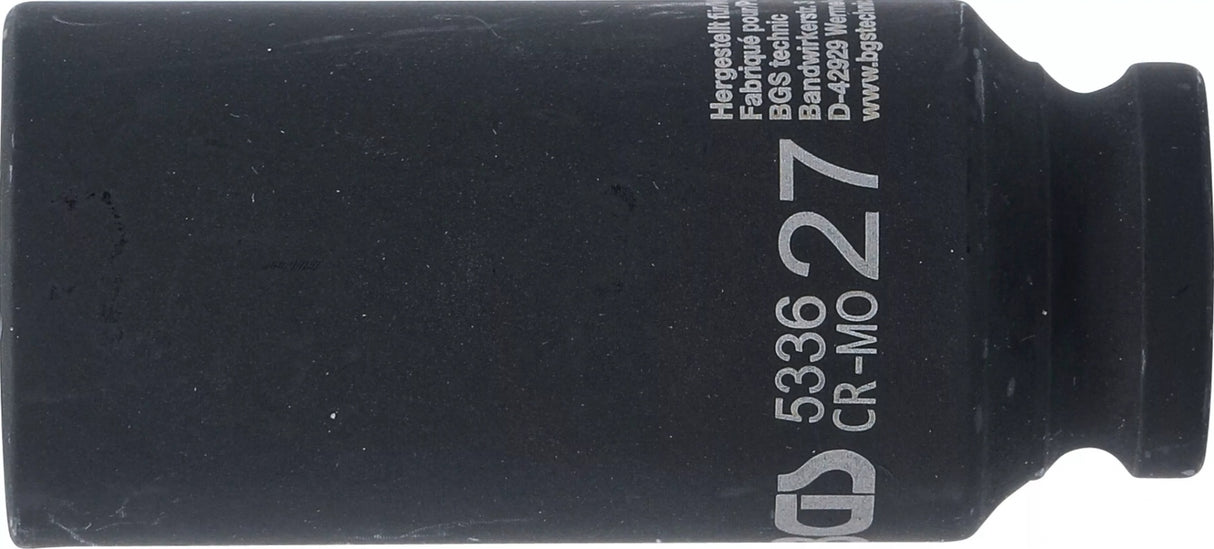 IMPACT SOCKET, 12-POINT, DEEP | 12.5 MM (1/2") DRIVE | 27 MM (5336)