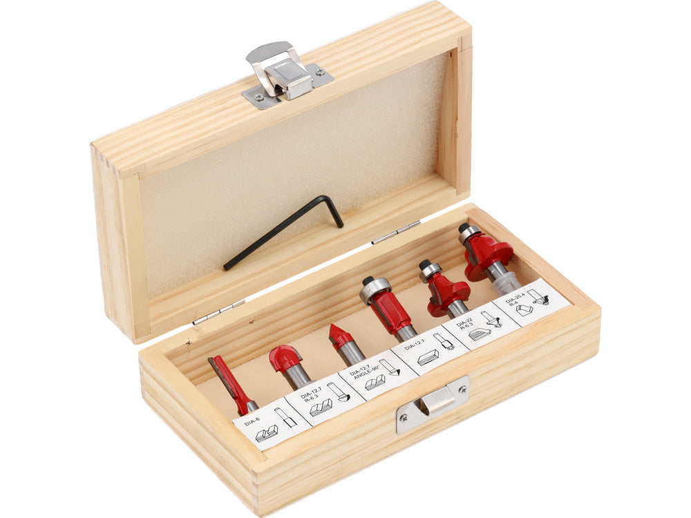 SET OF 6 WOODWORKING ROUTERS, SHANK 8 MM (YT-68001)