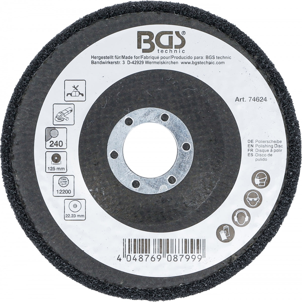 POLISHING DISC | SILICON CARBIDE | Ø 125 MM | GRAIN SIZE 240 (74624B)